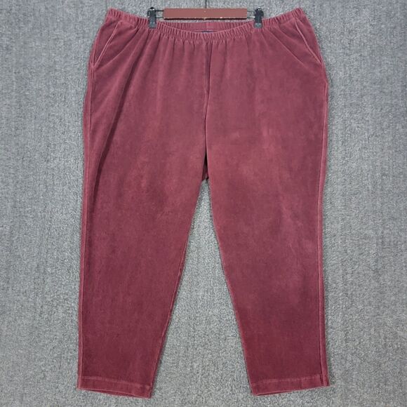 Lands End Pants Womens 3XP 24 - 26 Burgundy Corduroy Elastic Waist Pull-On - Picture 1 of 13